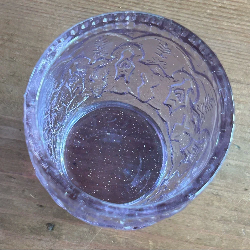 Set of 2 Embossed Lavender Glass Votive Holders, Romantic & Whimsical